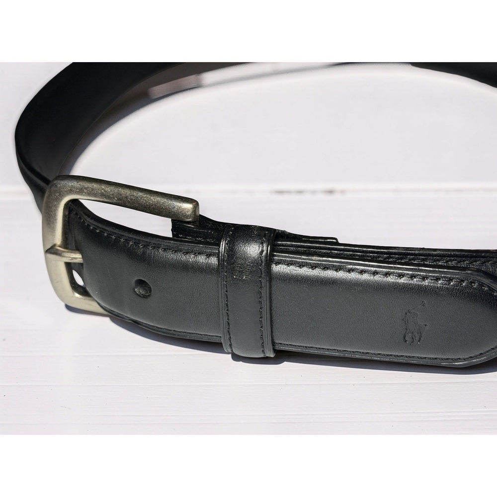 Polo Ralph Lauren Men's Black Leather Belt Size 46 Lk Nw